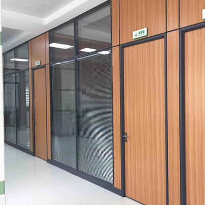 Leisure facilities factory office double glass wall 84mm soundproof transparent glass integrated movable shutter glass curtain wall