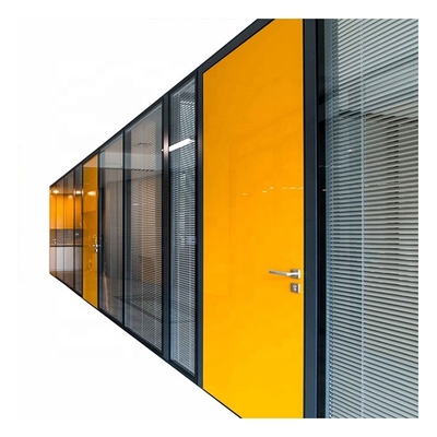 Commerical Modern Aluminum Office Glass Partition Wall With Blind Shutter