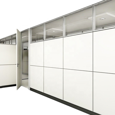 Customized Modern Aluminum Office Single Glazed Glass Partition Walls With Steel Solid Panel
