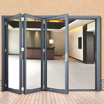 Contemporary wood grain color sliding glass partition aluminum folding door for patio